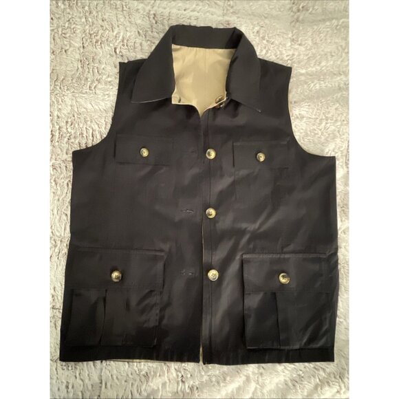Orvis Vest Mens Small‎ Reversible Cinch Adjustable Waist Fishing Horse Black,Tan - Picture 1 of 16